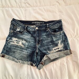 American Eagle Outfitters Women's Ripped Jean Shorts - Dark Blue